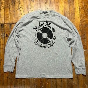 Rebel Music Rockers Club Old Navy Tee Shirt Mens 2XL Gray Long Sleeve Crew Neck